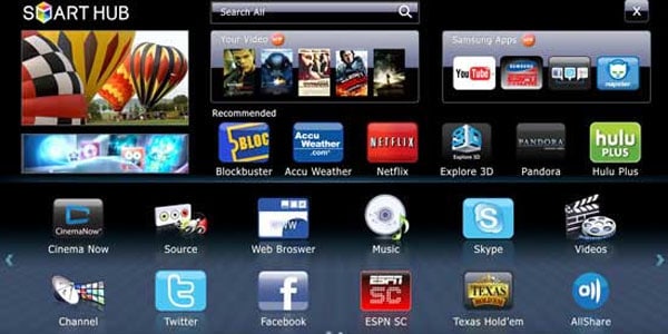 Samsung Smart TV homepage